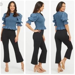 Spanx The Perfect Black Pant Cropped Flare Leg Ponte Size Medium